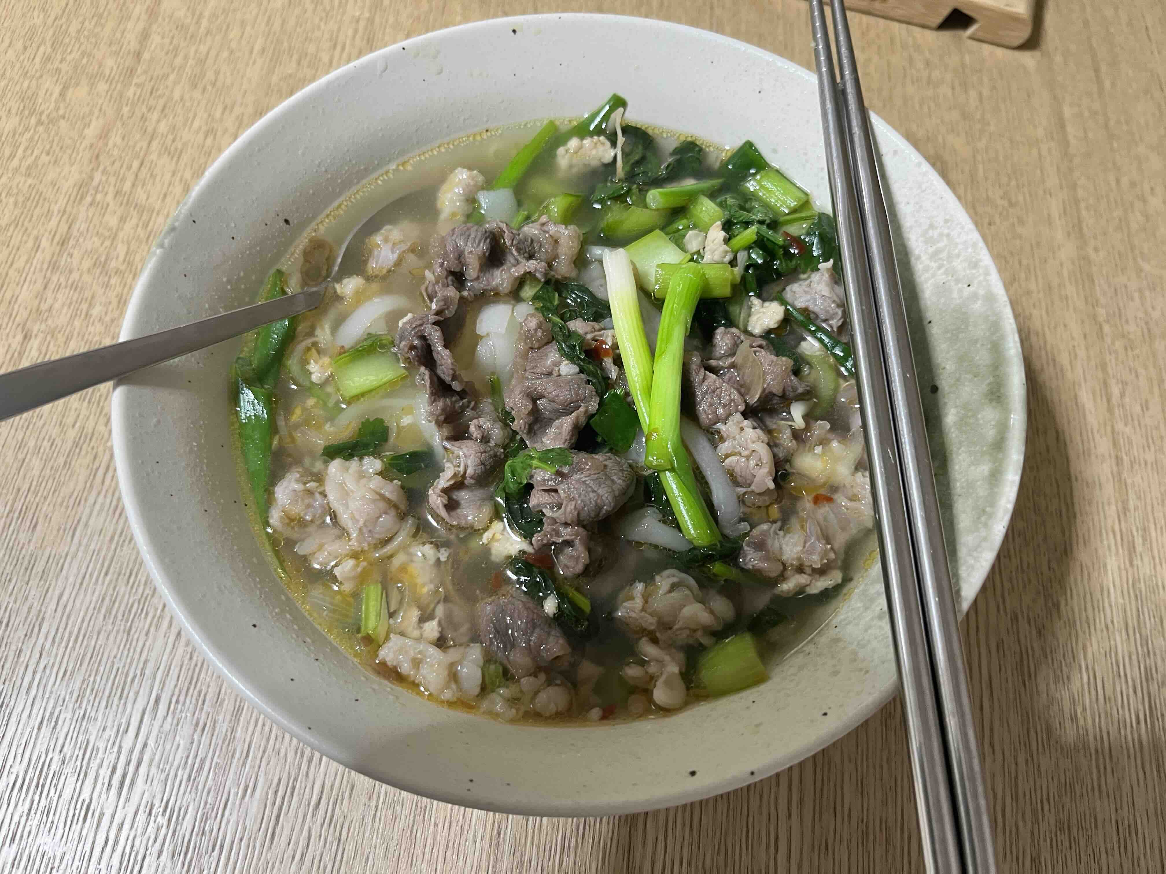 Bowl of pho with broth